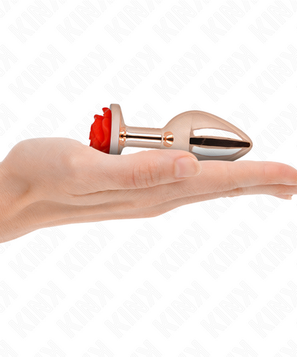 KINK - PINK GOLD ANAL PLUG WITH RED ROSE M KINK - PINK GOLD ANAL PLUG WITH RED ROSE M