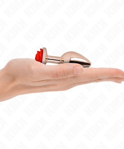 KINK - PINK GOLD ANAL PLUG WITH RED ROSE S KINK - PINK GOLD ANAL PLUG WITH RED ROSE S