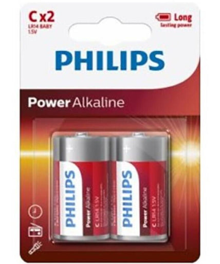 PHILIPS - POWER ALKALINE BATTERIJ C LR14 BLISTER*2 PHILIPS - POWER ALKALINE BATTERIJ C LR14 BLISTER*2