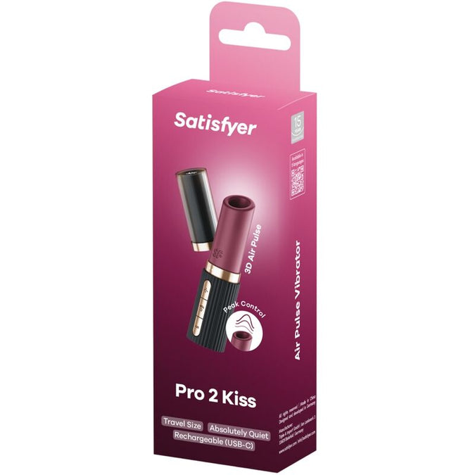 SATISFYER - PRO 2 KISS WAVE CLITORISSTIMULATOR GRANAAT / ZWART