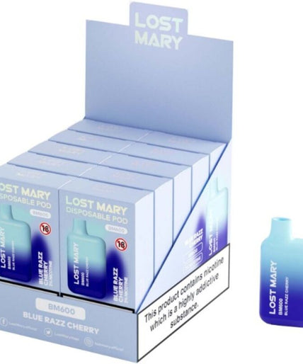 LOST MARY - BM600 NICOTINE VAPER 2% DISPOSABLE BLUE RAZZ CHERRY LOST MARY - BM600 NICOTINE VAPER 2% DISPOSABLE BLUE RAZZ CHERRY