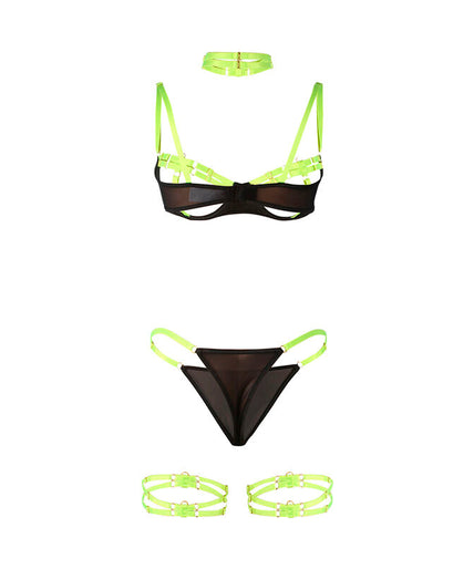 SUBBLIME - 955274 BRA SET WITH NECKLACE AND LEG DETAILS FLUORESCENT GREEN S/M SUBBLIME - 955274 BRA SET WITH NECKLACE AND LEG DETAILS FLUORESCENT GREEN S/M