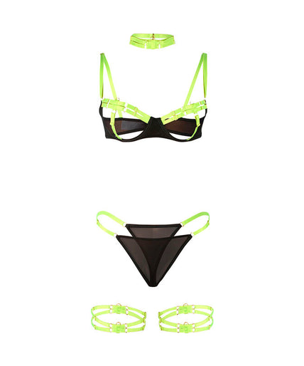 SUBBLIME - 955281 BRA SET WITH NECKLACE AND LEG DETAILS FLUORESCENT GREEN L/XL SUBBLIME - 955281 BRA SET WITH NECKLACE AND LEG DETAILS FLUORESCENT GREEN L/XL
