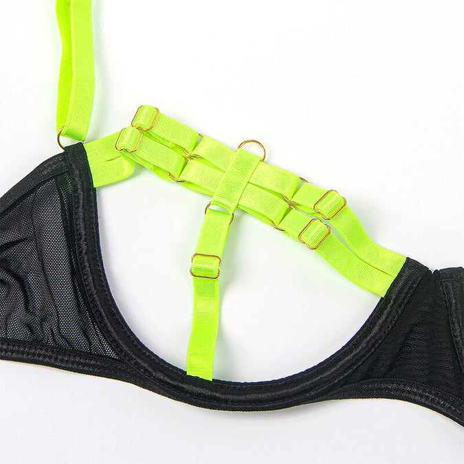 Subblime – 955281 Bra Set With Necklace And Leg Details Fluorescent Green L/xl
