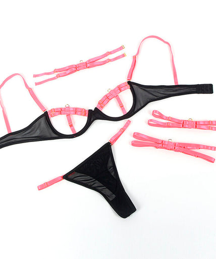 SUBBLIME - 955304 BRA SET WITH NECKLACE AND LEG DETAILS FLUORESCENT PINK L/XL SUBBLIME - 955304 BRA SET WITH NECKLACE AND LEG DETAILS FLUORESCENT PINK L/XL