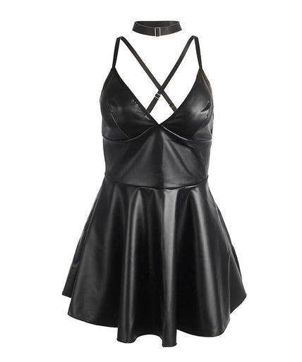 SUBBLIME - 955373 DRESS WITH BLACK LEATHER STRAPS S/M SUBBLIME - 955373 DRESS WITH BLACK LEATHER STRAPS S/M