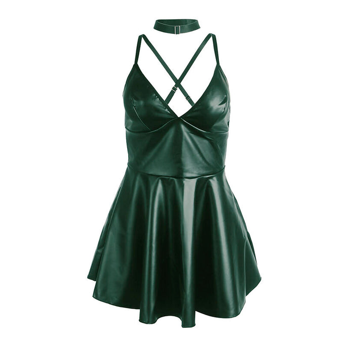 Subblime – 955434 Dress With Green Leather Straps S/m
