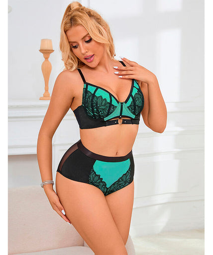 SUBBLIME - 955564 GREEN PATENT LEATHER MESH ZIPPER BRA SET L/XL SUBBLIME - 955564 GREEN PATENT LEATHER MESH ZIPPER BRA SET L/XL