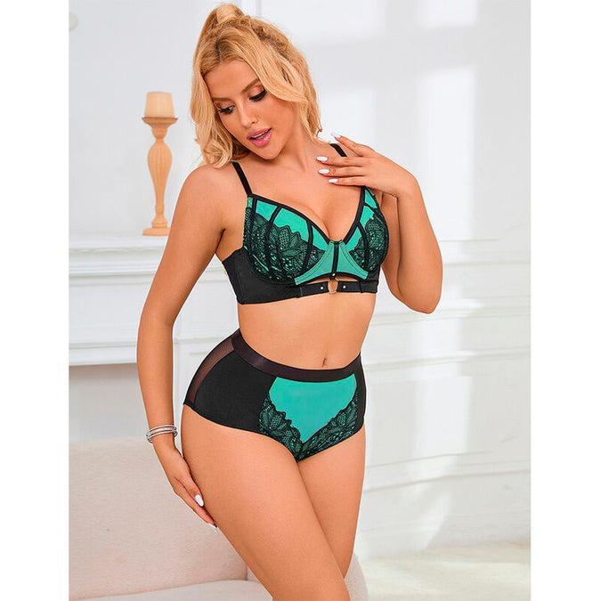 Subblime – 955564 Groene Lakleren Mesh Rits Beha Set L/xl