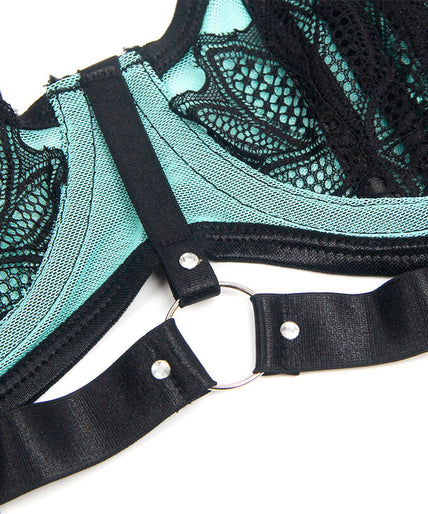 SUBBLIME - 955564 GREEN PATENT LEATHER MESH ZIPPER BRA SET L/XL SUBBLIME - 955564 GREEN PATENT LEATHER MESH ZIPPER BRA SET L/XL
