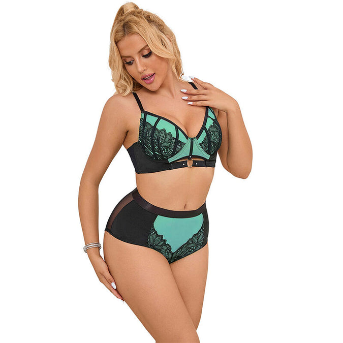 Subblime – 955564 Groene Lakleren Mesh Rits Beha Set L/xl
