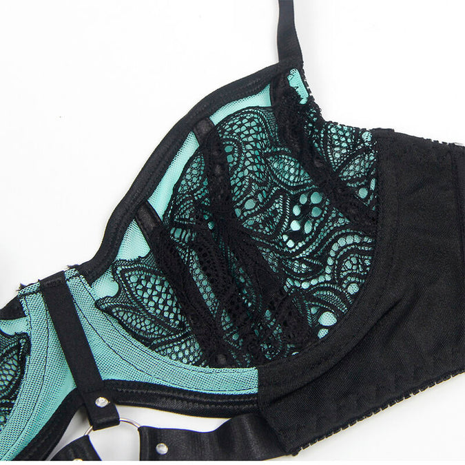 Subblime – 955564 Groene Lakleren Mesh Rits Beha Set L/xl