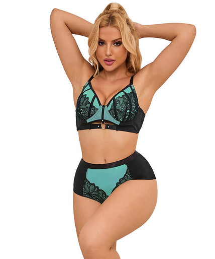 SUBBLIME - 955564 GREEN PATENT LEATHER MESH ZIPPER BRA SET L/XL SUBBLIME - 955564 GREEN PATENT LEATHER MESH ZIPPER BRA SET L/XL