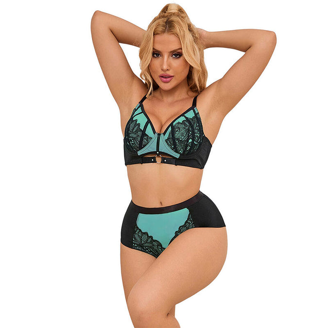 Subblime – 955564 Groene Lakleren Mesh Rits Beha Set L/xl