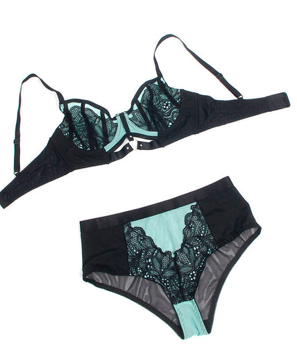 SUBBLIME - 955557 GREEN PATENT LEATHER MESH ZIPPER BRA SET S/M SUBBLIME - 955557 GREEN PATENT LEATHER MESH ZIPPER BRA SET S/M