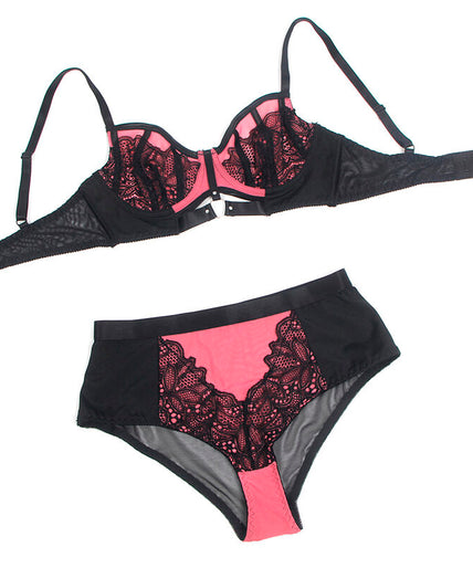 SUBBLIME - 955571 PINK PATENT LEATHER MESH ZIPPER BRA SET S/M SUBBLIME - 955571 PINK PATENT LEATHER MESH ZIPPER BRA SET S/M