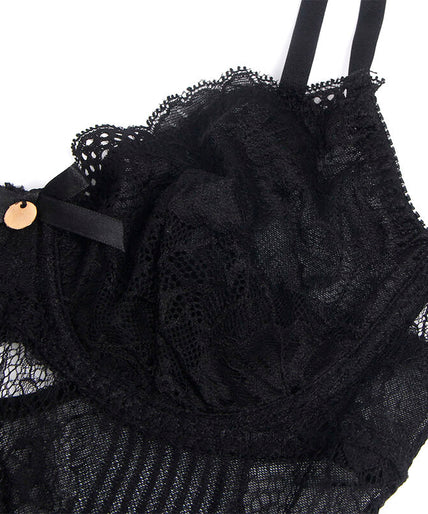 SUBBLIME - 955618 LACE BODYSUIT WITH BOTTOM CLOSURE BLACK S/M SUBBLIME - 955618 LACE BODYSUIT WITH BOTTOM CLOSURE BLACK S/M