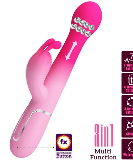 PRETTY LOVE - DEJON 3 IN 1 MULTIFUNCTION RABBIT VIBRATOR PINK PRETTY LOVE - DEJON 3 IN 1 MULTIFUNCTION RABBIT VIBRATOR PINK