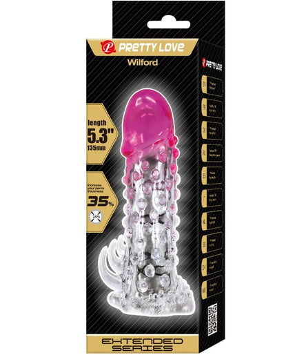 PRETTY LOVE - WILFORD REALISTIC ENLARGEMENT SHEATH WITH EMBOSSED PENIS PINK PRETTY LOVE - WILFORD REALISTIC ENLARGEMENT SHEATH WITH EMBOSSED PENIS PINK