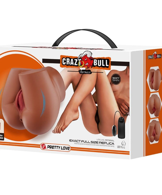 CRAZY BULL - BERNACE KONTVIBRATOR MET REALISTISCHE VAGINA EN ANUSVLEES AFSTANDSBEDIENING