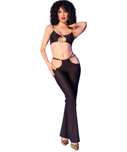 CHILIROSE - CR 4851 BLACK TOP AND LEGGINGS SET WITH GOLDEN ACCESSORIES M CHILIROSE - CR 4851 BLACK TOP AND LEGGINGS SET WITH GOLDEN ACCESSORIES M