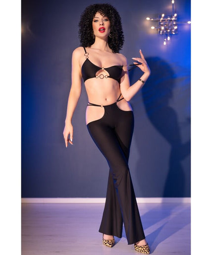 CHILIROSE - CR 4851 BLACK TOP AND LEGGINGS SET WITH GOLDEN ACCESSORIES M CHILIROSE - CR 4851 BLACK TOP AND LEGGINGS SET WITH GOLDEN ACCESSORIES M