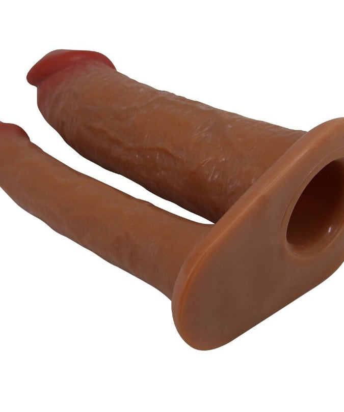 PRETTY LOVE - YAIRON DOUBLE PENIS SLEEVE WITH 4 CM EXTENSION MULATTO