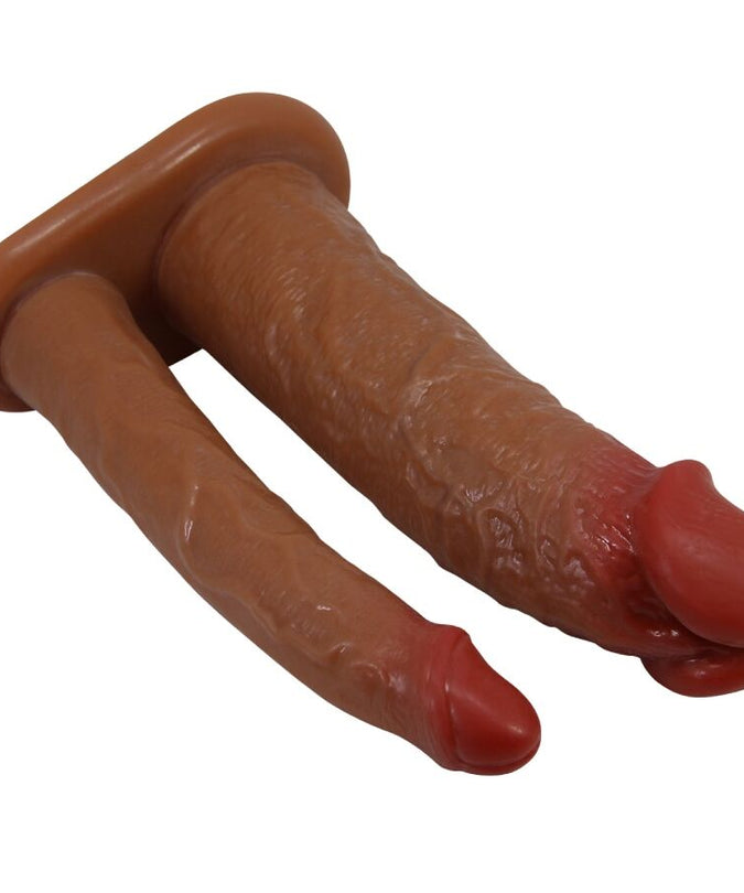 PRETTY LOVE - YAIRON DOUBLE PENIS SLEEVE WITH 4 CM EXTENSION MULATTO