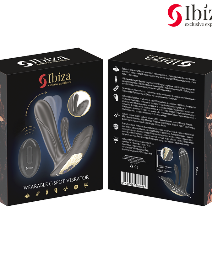 IBIZA - DRAAGBARE VIBRATOR MET G-PUNT- EN CLITORISSTIMULATIE MET AFSTANDSBEDIENING