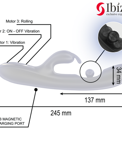IBIZA - POWERFUL RABBIT VIBRATOR WITH MASSAGING ROLLING PEARL IBIZA - POWERFUL RABBIT VIBRATOR WITH MASSAGING ROLLING PEARL
