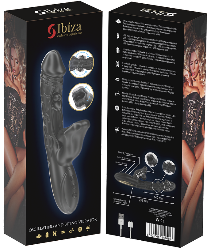 IBIZA - VIBRATOR EN CLITORISSTIMULATOR MET BIJT- EN ROTATIE-EFFECT