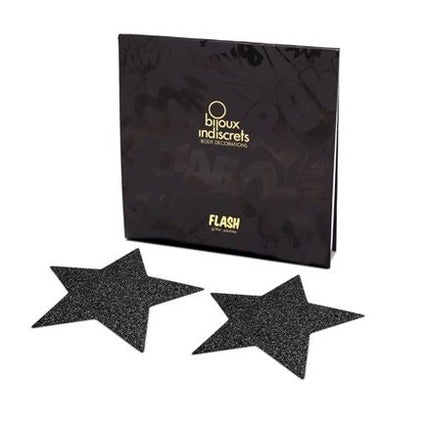 BIJOUX - INDISCRETS FLASH BLACK STAR NIPPLE CAPS BIJOUX - INDISCRETS FLASH BLACK STAR NIPPLE CAPS