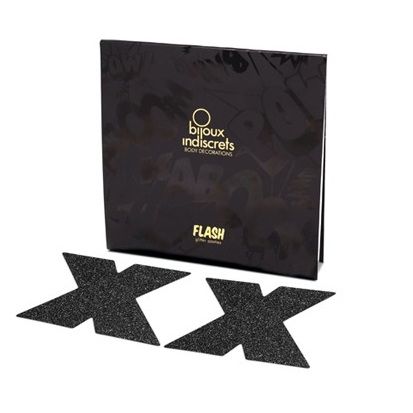 BIJOUX - INDISCRETS FLASH CROSS ZWARTE NIPPLE CAPS BIJOUX - INDISCRETS FLASH CROSS ZWARTE NIPPLE CAPS