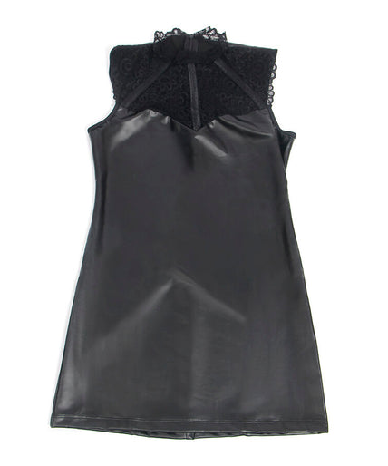 SUBBLIME - 957544 LACE COLLAR LEATHER DRESS BLACK S/M SUBBLIME - 957544 LACE COLLAR LEATHER DRESS BLACK S/M
