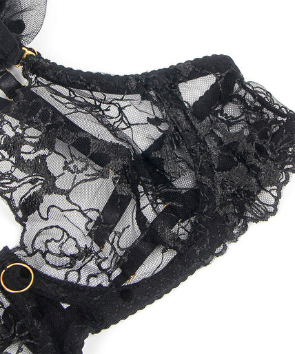 SUBBLIME - 957483 LACE BRA AND GARTER SET BLACK S/M SUBBLIME - 957483 LACE BRA AND GARTER SET BLACK S/M