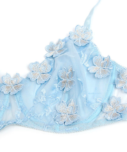 SUBBLIME - 957629 FLOWER EMBROIDERED BRA AND PANTIES SET SKY BLUE S/M SUBBLIME - 957629 FLOWER EMBROIDERED BRA AND PANTIES SET SKY BLUE S/M