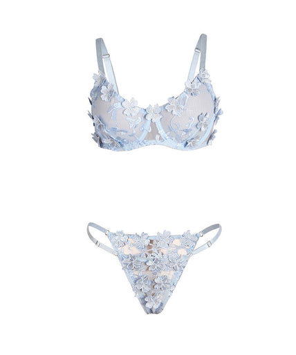 SUBBLIME - 957629 FLOWER EMBROIDERED BRA AND PANTIES SET SKY BLUE S/M SUBBLIME - 957629 FLOWER EMBROIDERED BRA AND PANTIES SET SKY BLUE S/M