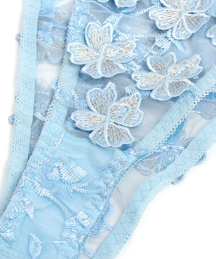 SUBBLIME - 957629 FLOWER EMBROIDERED BRA AND PANTIES SET SKY BLUE S/M SUBBLIME - 957629 FLOWER EMBROIDERED BRA AND PANTIES SET SKY BLUE S/M