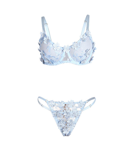 SUBBLIME - 957636 FLOWER EMBROIDERED BRA AND PANTIES SET SKY BLUE L/XL SUBBLIME - 957636 FLOWER EMBROIDERED BRA AND PANTIES SET SKY BLUE L/XL