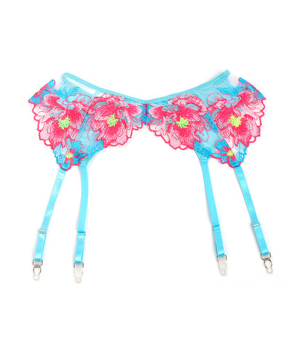 SUBBLIME - 957643 FLOWER EMBROIDERED BRA AND GARTER BELT SET PINK S/M SUBBLIME - 957643 FLOWER EMBROIDERED BRA AND GARTER BELT SET PINK S/M