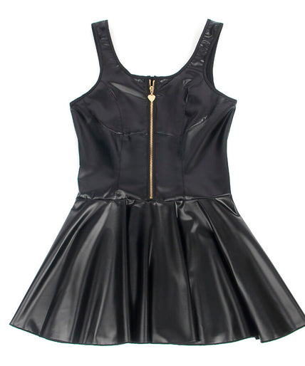 SUBBLIME - 957667 HEART ZIPPER LEATHER DRESS BLACK S/M SUBBLIME - 957667 HEART ZIPPER LEATHER DRESS BLACK S/M