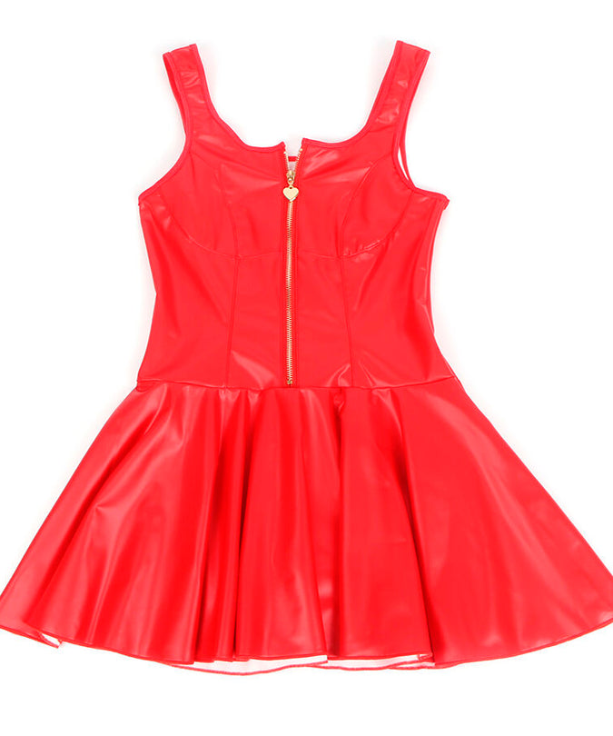 Subblime – 957698 Heart Zipper Leather Dress Red L/xl