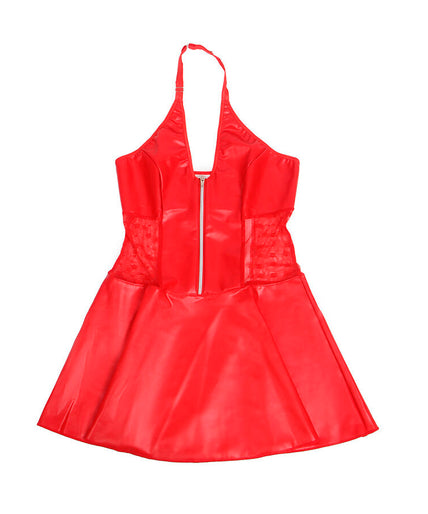 SUBBLIME - 957735 LACE ZIPPER LEATHER DRESS RED L/XL SUBBLIME - 957735 LACE ZIPPER LEATHER DRESS RED L/XL
