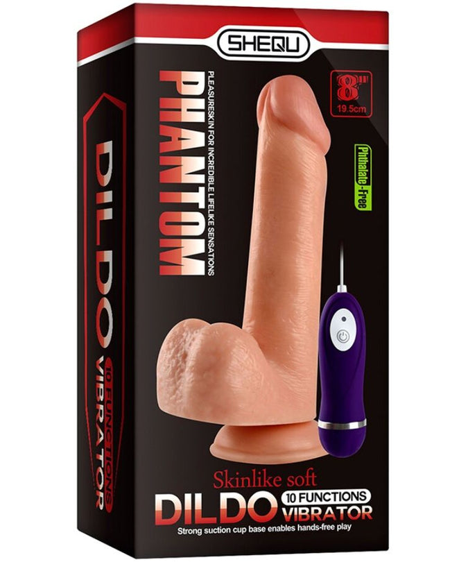 SHEQU - PHANTOM VIBRATING DILDO WITH REMOTE CONTROL 20 CM