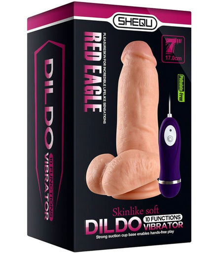 SHEQU - RED EAGLE VIBRATOR DILDO WITH REMOTE CONTROL 17 CM SHEQU - RED EAGLE VIBRATOR DILDO WITH REMOTE CONTROL 17 CM