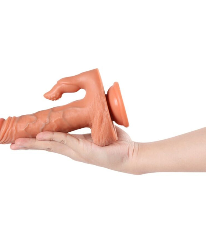 SHEQU - JULIAN DILDO AND CLITORIS STIMULATOR WITH VIBRATION AND REMOTE CONTROL 16 CM