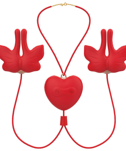 Armony – Magnetic Nipple Clamps With Vibration Butterfly Shape Red Armony – Magnetic Nipple Clamps With Vibration Butterfly Shape Red