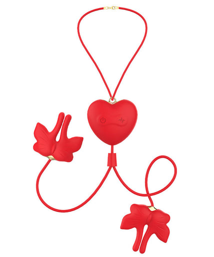 Armony – Magnetic Nipple Clamps With Vibration Butterfly Shape Red Armony – Magnetic Nipple Clamps With Vibration Butterfly Shape Red