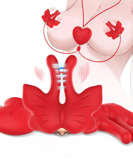 Armony – Magnetische tepelklemmen met vibratie, vlindervorm, rood Armony – Magnetische tepelklemmen met vibratie, vlindervorm, rood