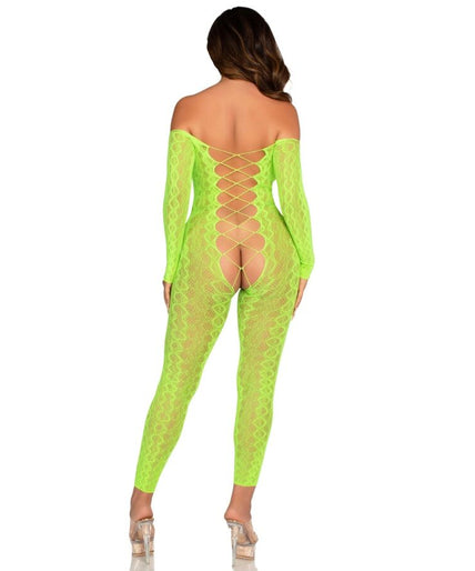 LEG AVENUE - KRUISLOZE BODYSTOCKING EXOTIC SLANGENKANT NEON GROEN LEG AVENUE - KRUISLOZE BODYSTOCKING EXOTIC SLANGENKANT NEON GROEN